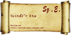 Szitár Eta névjegykártya